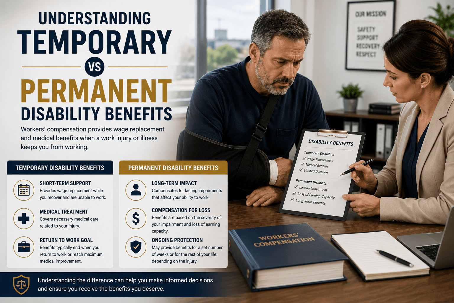 Temporary vs permanent disability benefits